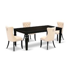 5 Piece Dining Set Contains a Rectangle Wooden Table with Butterfly Leaf