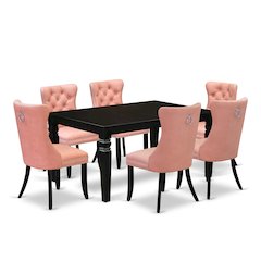 7 Piece Dining Table Set Contains a Rectangle Kitchen Table with Butterfly Leaf