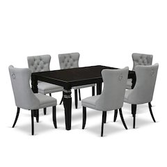 7 Piece Dining Table Set Contains a Rectangle Kitchen Table with Butterfly Leaf