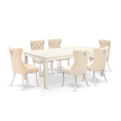 7 Piece Dinette Set Contains a Rectangle Dining Table with Butterfly Leaf