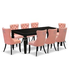 9 Piece Kitchen Set Consists of a Rectangle Dining Table with Butterfly Leaf