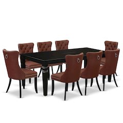 9 Piece Kitchen Set Consists of a Rectangle Dining Table with Butterfly Leaf