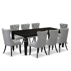9 Piece Kitchen Set Consists of a Rectangle Dining Table with Butterfly Leaf