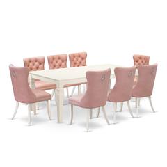 9 Piece Kitchen Set Contains a Rectangle Dining Table with Butterfly Leaf