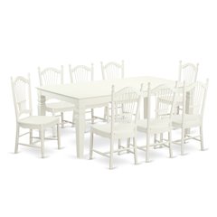 9  PC  Table  set  with  a  Table  and  8  Dining  Chairs  in  Linen  White