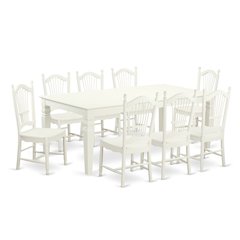 Elegant White 9 Piece Dining Table Set with 8 Chairs for Large Spaces