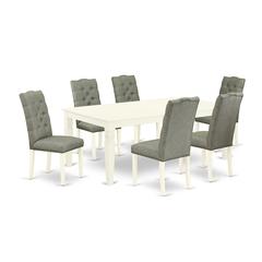Dining Room Set Linen White, LGEL7-LWH-07