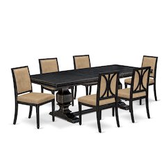 7 piece Modern Dining Table Set of a Kitchen Table and 6 Dark Grey Dinner Chairs