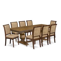 9 piece Kitchen Table Set includes a Dining Table and 8 Dark Grey Dinner Chairs