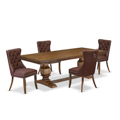 5 piece Dining Table Set a Modern Dining Table and 4 Faux Leather Kitchen Chairs
