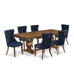 7 Pieces Dining Set Contains a Rectangle Kitchen Table and 6 Modern Chairs