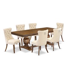 7 Pieces Dining Set Contains a Rectangle Kitchen Table and 6 Modern Chairs