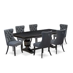 7 Pieces Dining Set Contains a Rectangle Kitchen Table and 6 Modern Chairs