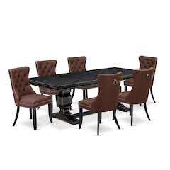 7 piece dining room set a dining table and 6 Faux Leather dining room Chairs