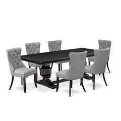 7 piece modern dining set a dinner table and 6 Faux Leather padded Chairs