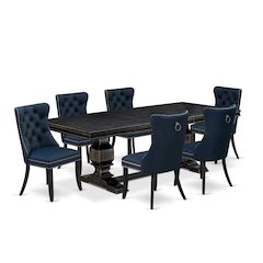 7 piece dining table set a kitchen table and 6 Faux Leather modern chairs