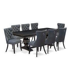 9 Pieces Dining Table Set a Rectangle Table and 8 Dining Chairs