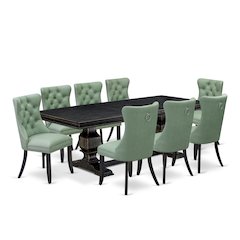9 Pieces Dining Table Set a Rectangle Table and 8 Dining Chairs