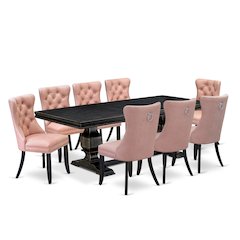 9 Pieces Dining Table Set a Rectangle Table and 8 Dining Chairs