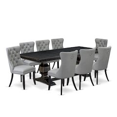 9 piece dining set a rectangular table and 8 Faux Leather dining Chairs