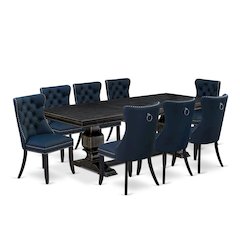 9 piece kitchen table set a rectangular table and 8 Faux Leather parson chairs
