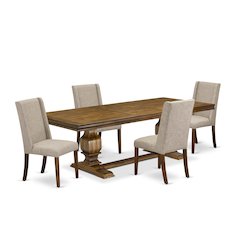 5 piece dining room set a dining table and 4 Linen Fabric kitchen chairs