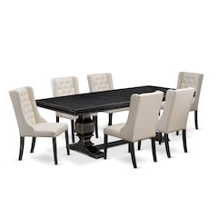 7 piece dining room set a breakfast table and 6 Linen Fabric parson chairs