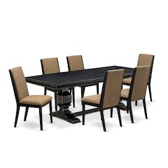 7 Pieces Kitchen Set of a Rectangular Dining Table and 6 Dining Room Chairs