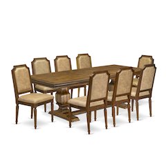 9 piece Dining Room Set of a Dining Table and 8 Dark Grey Kitchen Chairs