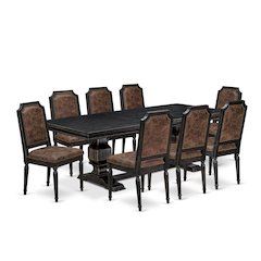 9 piece Dining Table Set consists of a Kitchen Table and 8 Dining Chairs