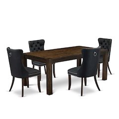 5 Piece Dinette Set Consists of a Rectangle Rustic Wood Dining Table