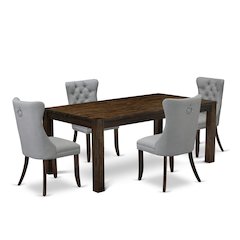 5 Piece Kitchen Table Set Consists of a Rectangle Rustic Wood Dining Table