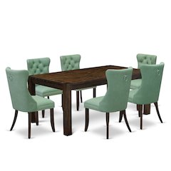 7 Piece Dining Table Set Consists of a Rectangle Rustic Wood Table