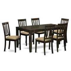 LYAN7-CAP-C 7 Pc formal Dining room set-Kitchen Tables with Leaf 6 Dining Chairs