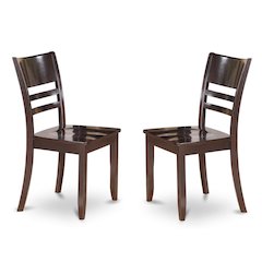 Solid Wood Dining Chair, Traditional Kitchen Chair, Cappuccino, Set of 2
