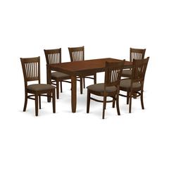 LYVA7-ESP-C 7 Pc Dining Table with a 12" Leaf and 6 Cushion Kitchen Chairs