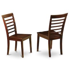 Solid Wood Dining Chairs with Ladder Back and Wood Seat, Set of 2