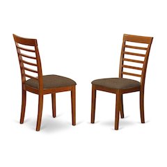 Set of 2 Wooden Dining Chairs – Brown Kitchen Chairs with Cushions