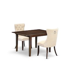 3 Piece Kitchen Table Set Contains a Rectangle Dining Table with Butterfly Leaf