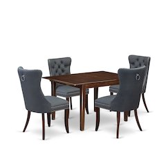 5 Piece Kitchen Set Consists of a Rectangle Dining Table with Butterfly Leaf