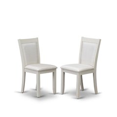 Solid Wood High-Back Linen Upholstered Parsons Dining Chair, Cream, Set of 2