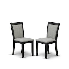 Solid Wood Mid-Century Dining Chairs with High Back, Linen, Set of 2