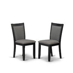 Solid Wood Modern Dining Chairs, Dark Gotham Grey, Set of 2