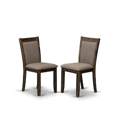 Solid Wood Linen-Upholstered Dining Chairs with High Back, Set of 2, Coffee