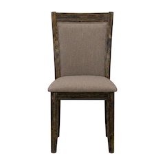 Solid Wood Linen-Upholstered Dining Chairs with High Back, Set of 2, Coffee