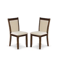Solid Wood High-Back Linen Parsons Dining Chair, Light Beige, Set of 2