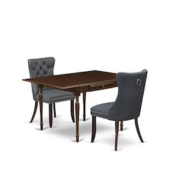 3 Piece Kitchen Table Set Consists of a Rectangle Dining Table with Dropleaf