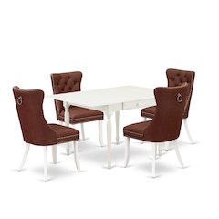 5 Piece Kitchen Table Set for 4 Contains a Rectangle Dining Table with Dropleaf