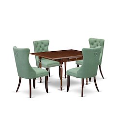 5 Piece Dinette Set Contains a Rectangle Dining Table with Dropleaf