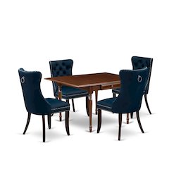 5 Piece Kitchen Table Set Consists of a Rectangle Dining Table with Dropleaf